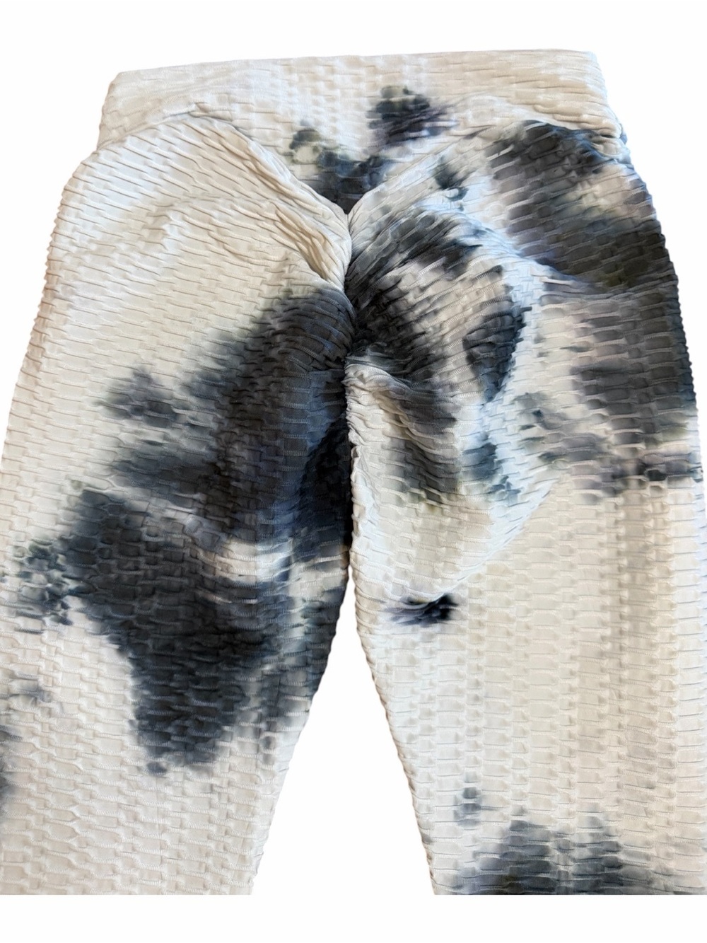 483. Tie-Dye High-Waist Textured Leggings - White/Black/Gray - Picture 5 of 5